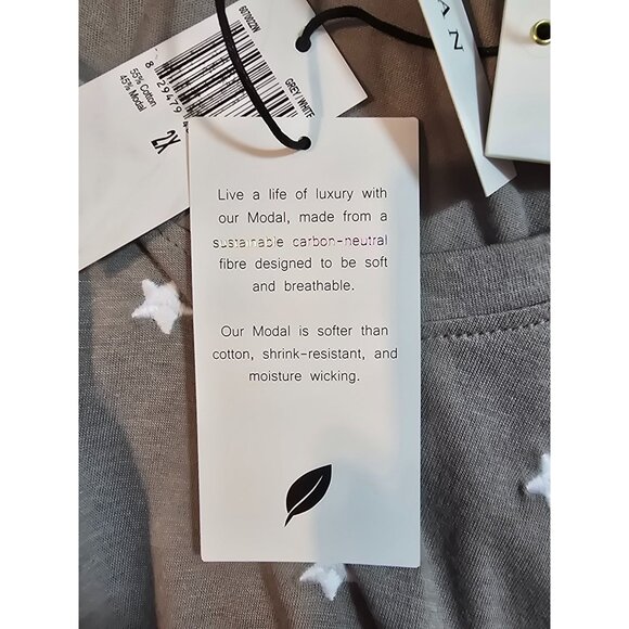 For The Republic Grey Star Print V-Neck Short Sleeve Top Size 2X Cotton/Modal Bl - Picture 4 of 14